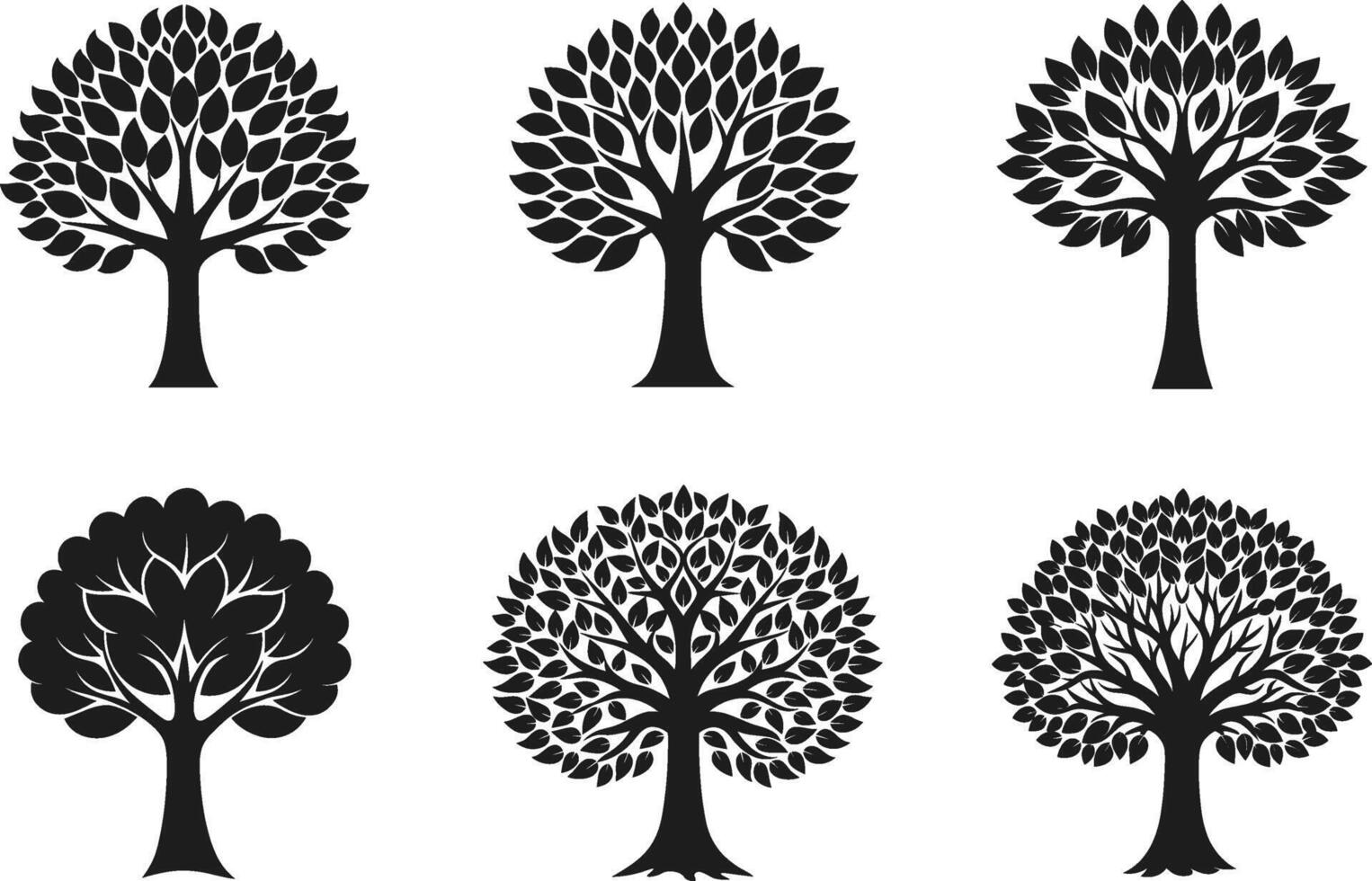 Elegant Tree Silhouette Set - Collection of Nature-Inspired Designs vector