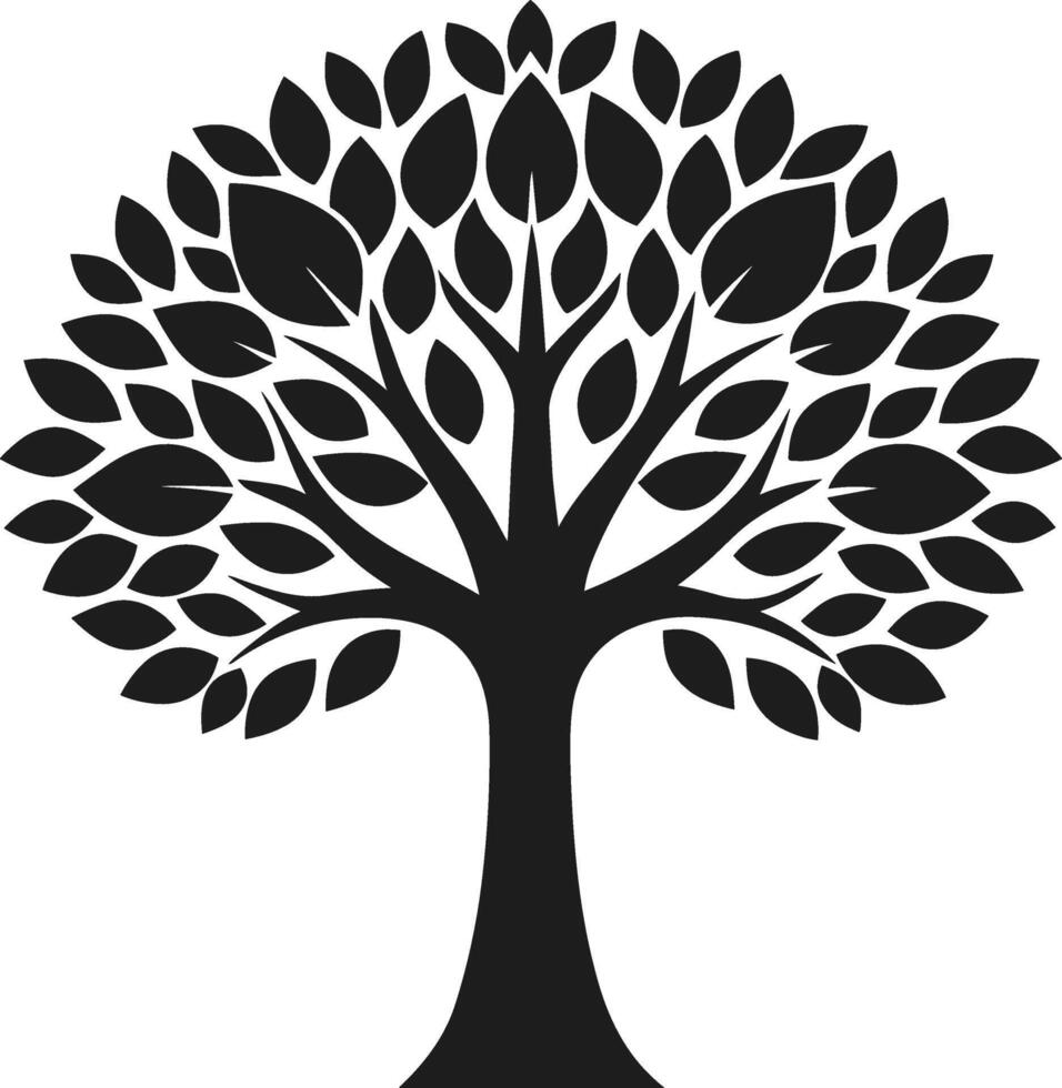 Elegant Black Silhouette Tree with Artistic Leaves and Branches vector