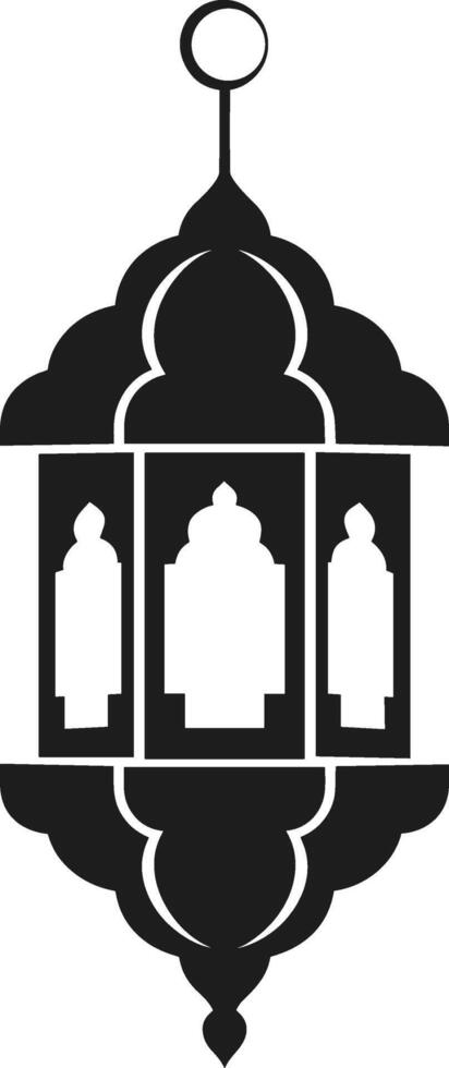 Traditional Islamic Lantern Silhouette - Elegant Arabic Hanging Lamp for Ramadan and Eid vector