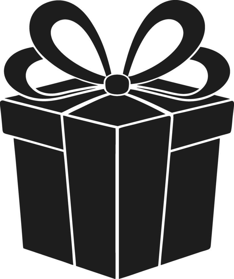 Elegant Gift Box with Ribbon Bow - Black Silhouette for Mother's Day and Celebrations vector
