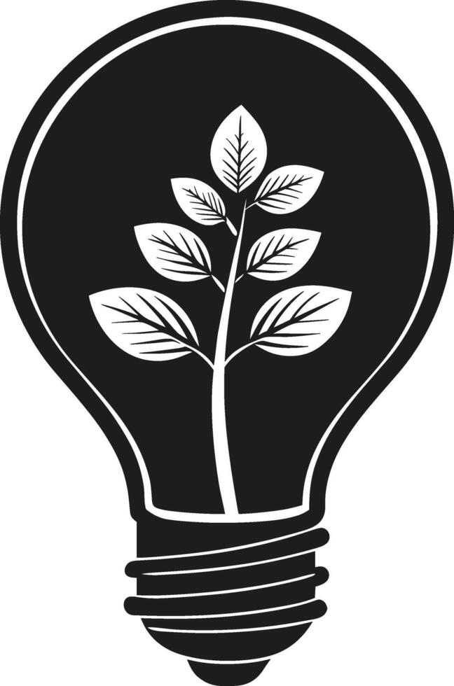 Eco Light Bulb with Plant Silhouette - Sustainable Energy Concept vector