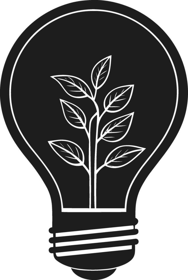 Eco Light Bulb with Growing Plant Silhouette - Green Energy vector