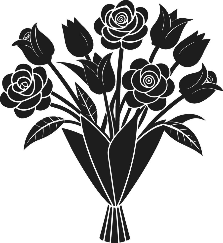 Elegant Floral Bouquet Silhouette - Mother's Day Illustration vector
