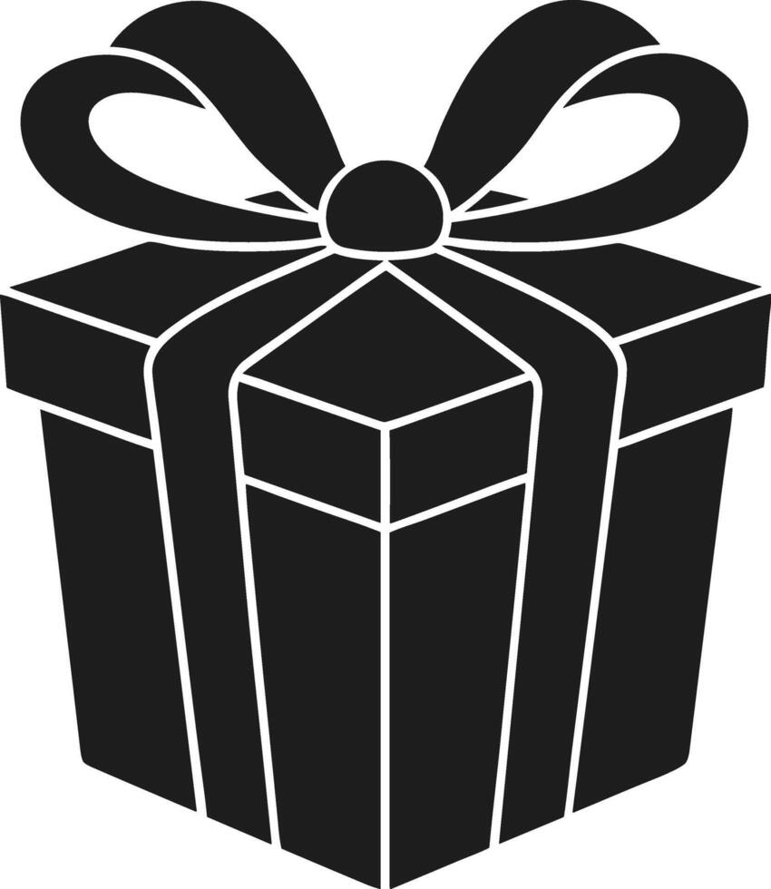 Gift Box with Ribbon Bow - Elegant Black Silhouette for Mother's Day and Celebrations vector