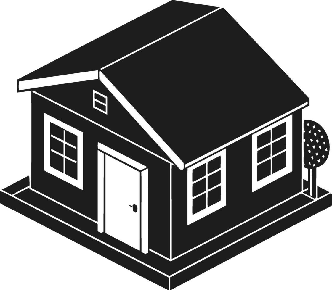 Isometric Small House - Minimalist Architectural Illustration vector