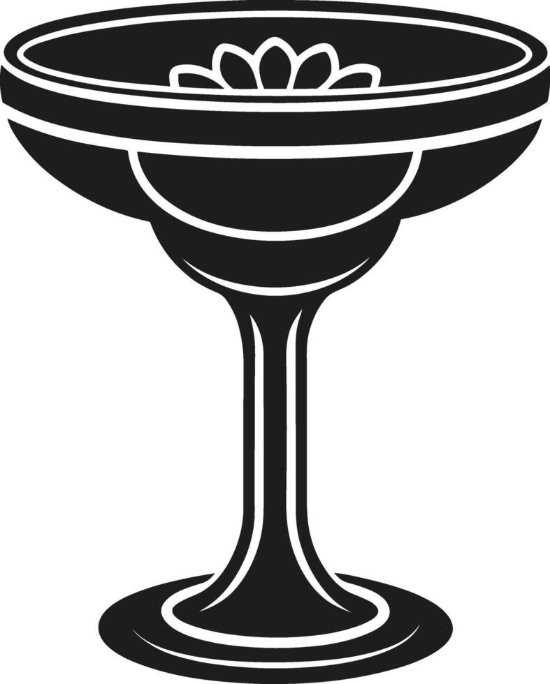 Elegant Margarita Glass with Floral Garnish - Black Cocktail for Cinco de Mayo vector