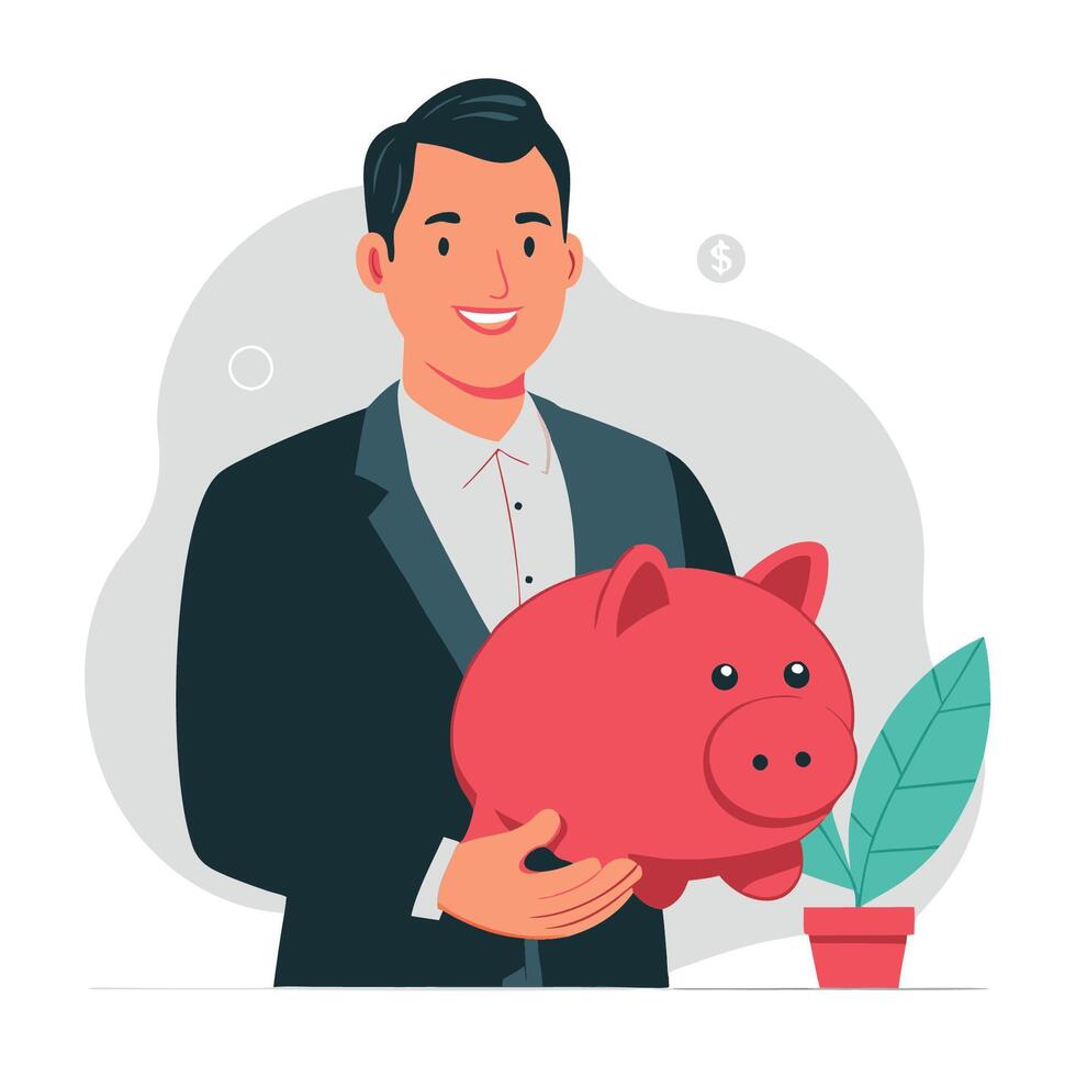 Piggy Bank Illustration Representing the Concept of Financial Savings and Wealth Management vector