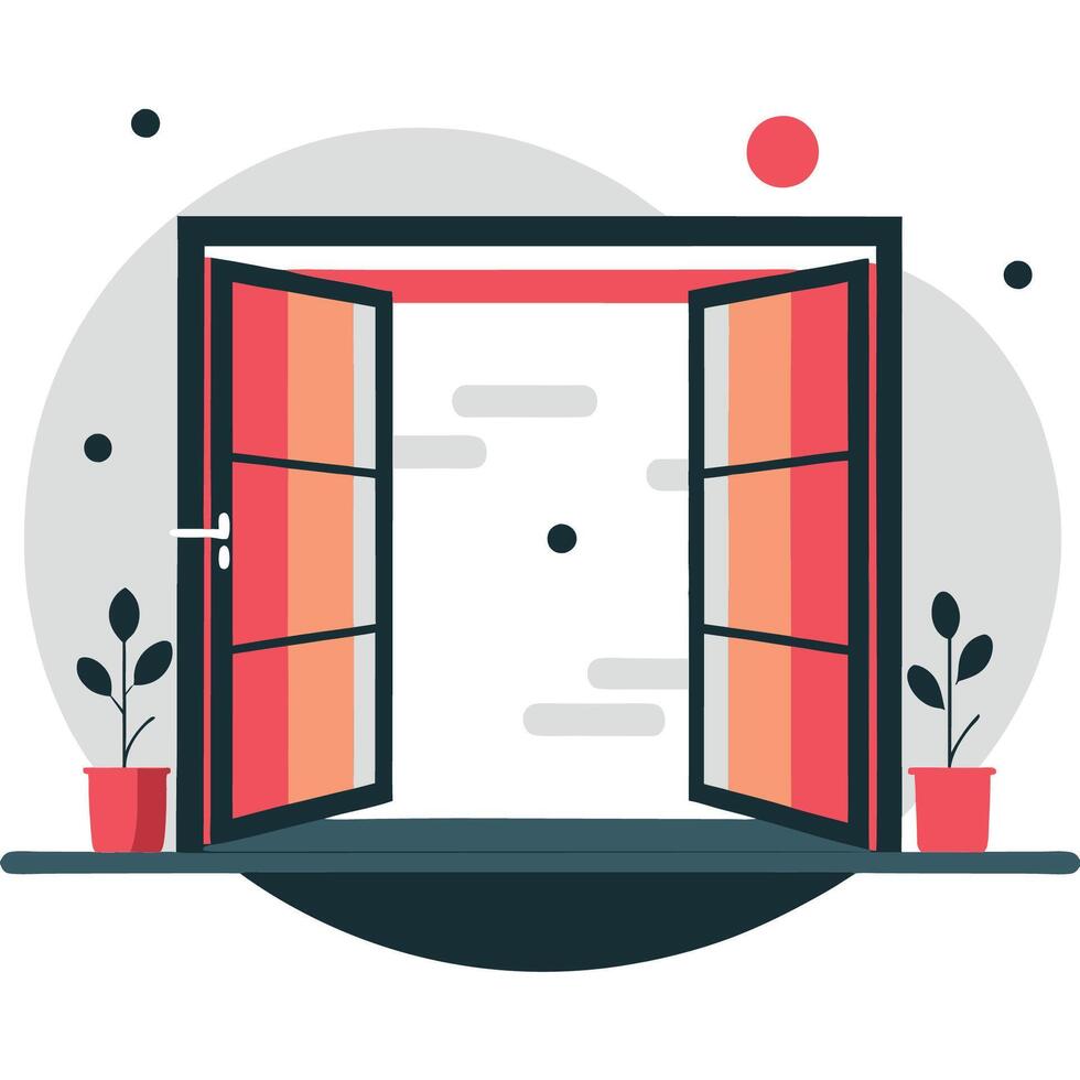 Open Window Concept Illustration in a Room with Curtains vector
