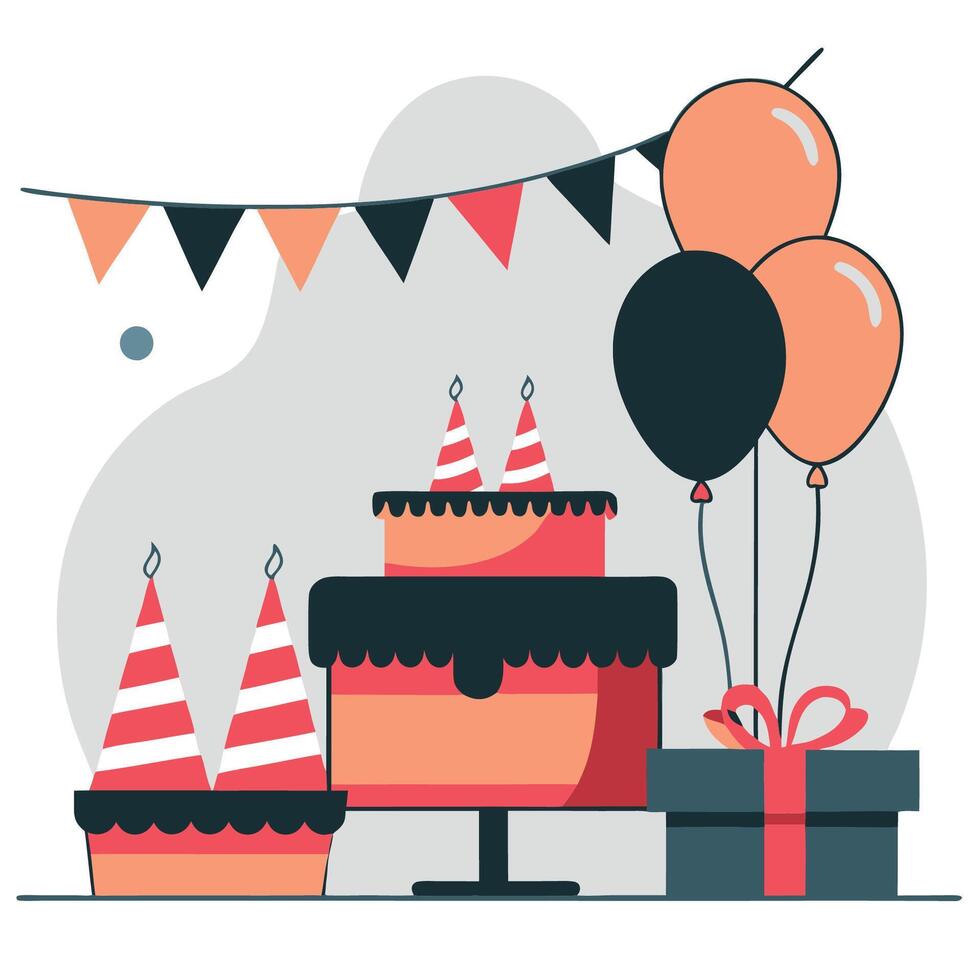 Lively Outdoor Birthday Party with Vibrant Decorations and Playful Activities vector