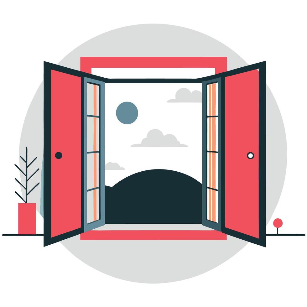 Open Window Design Concept for Improved Ventilation and Natural Light vector