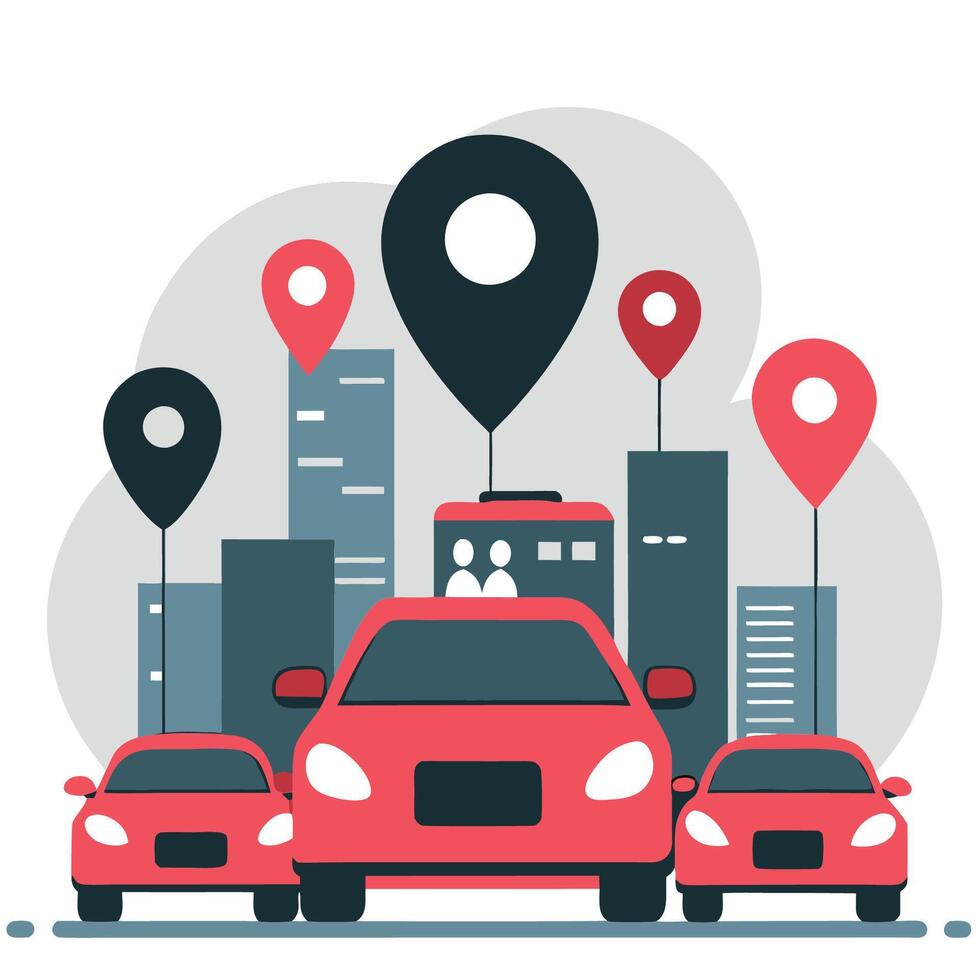 Conceptual Illustration of Ordering a Ride Using a Smartphone vector