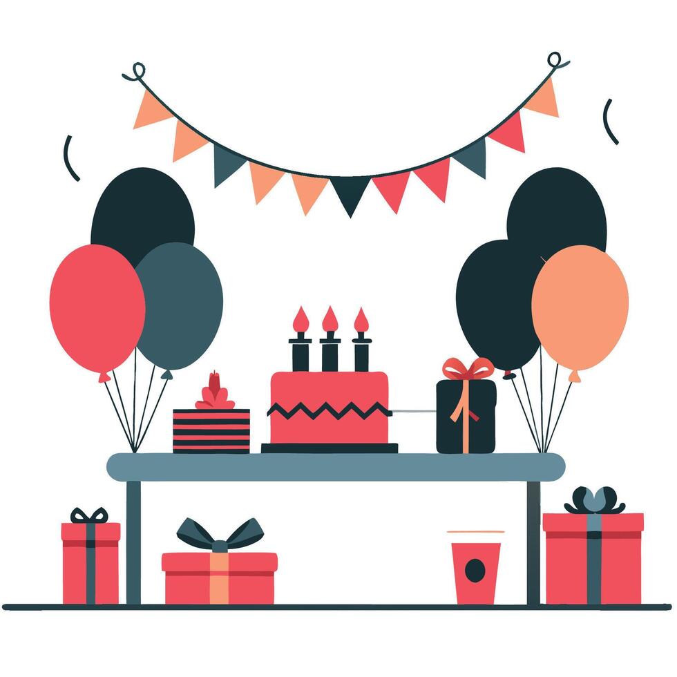Children's Outdoor Birthday Party in a Vibrant and Festive Atmosphere vector