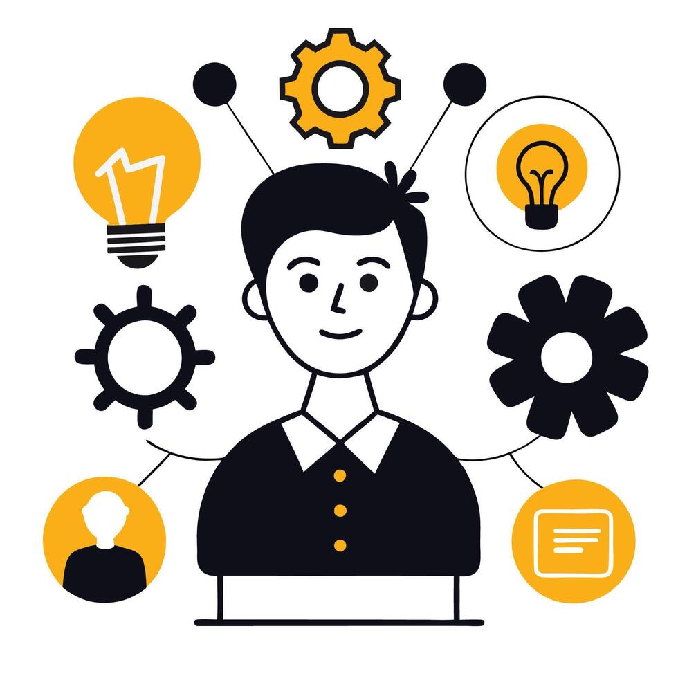 Person Paying Close Attention to Important Concept Illustration vector