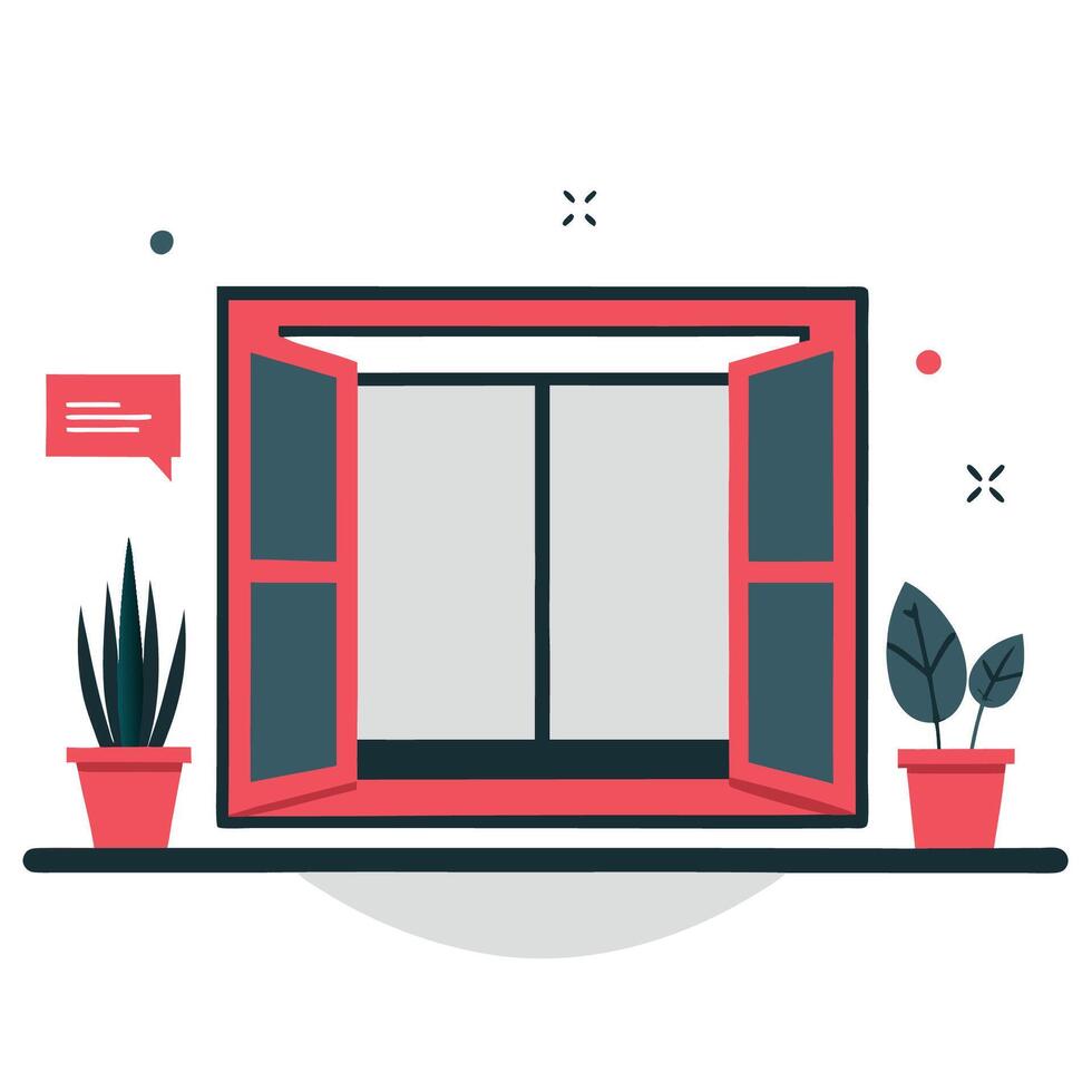 Office Window Open for Fresh Air and Natural Light vector