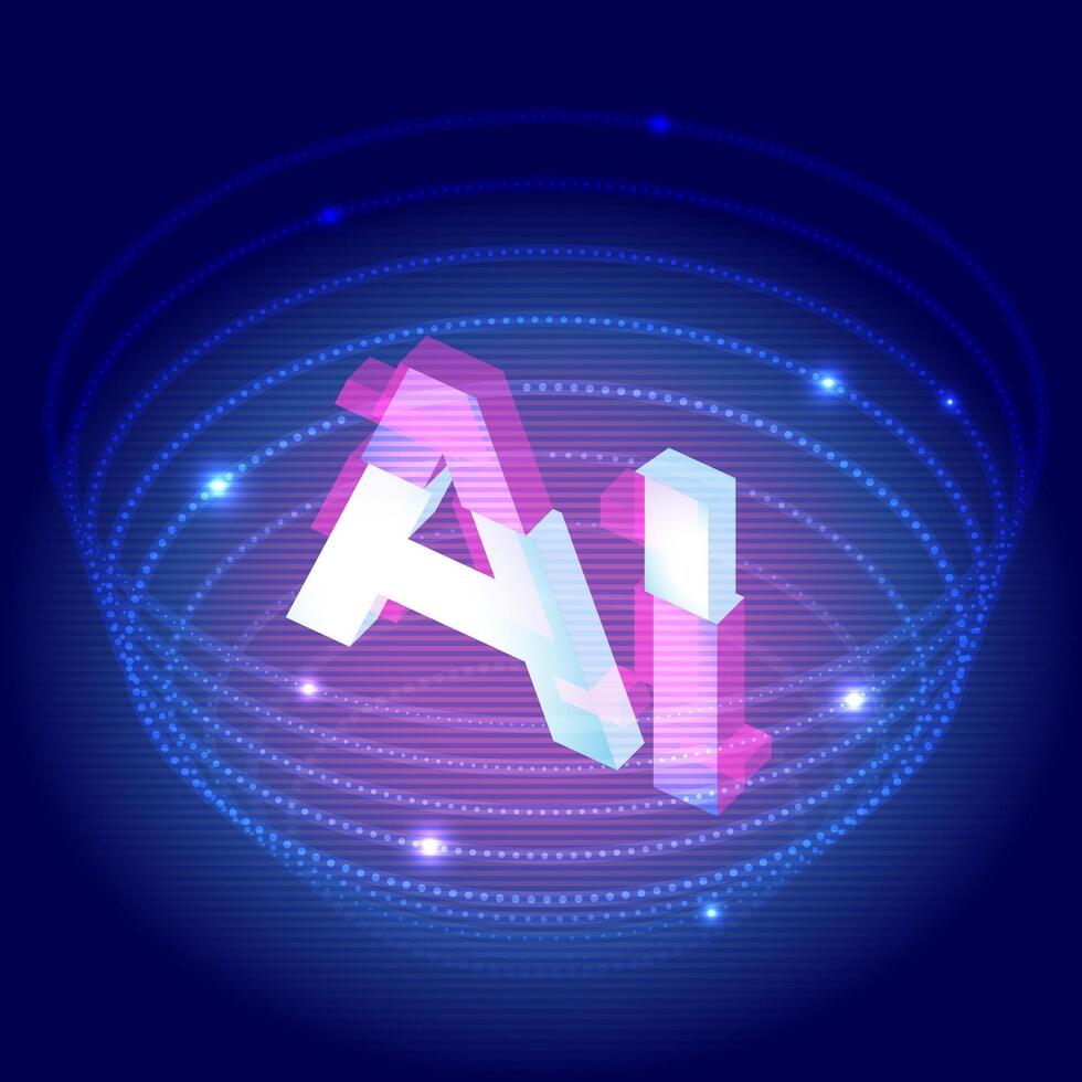 AI Digital Vortex with Neon Glow Effects vector