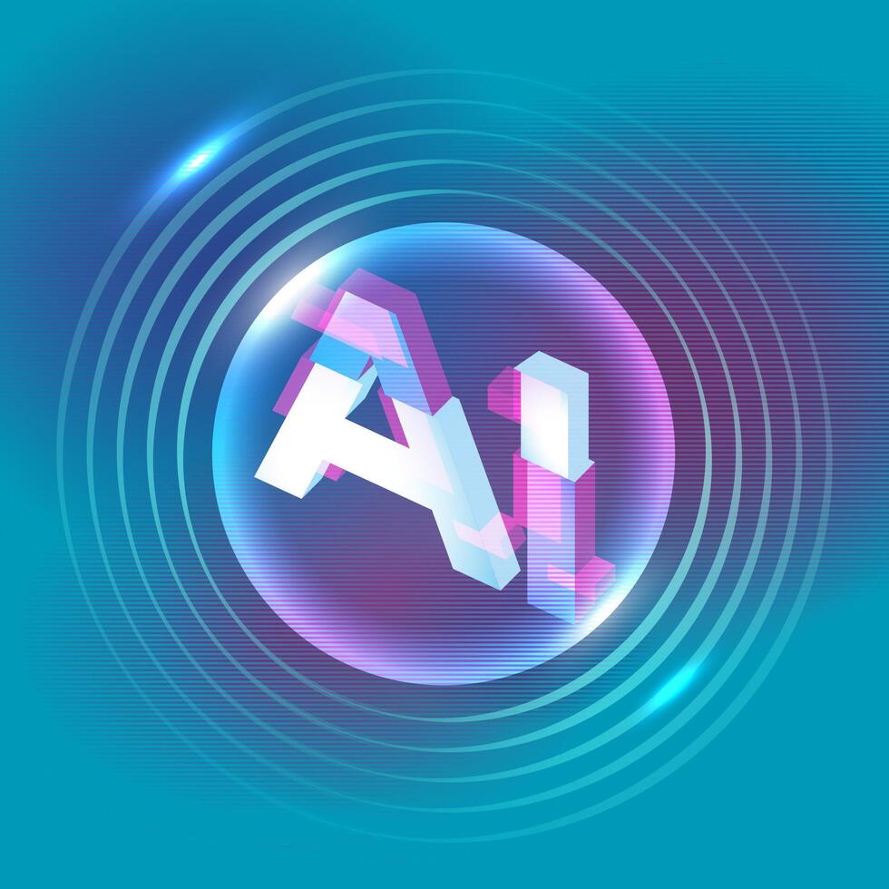 Futuristic AI Glow in Digital Sphere vector