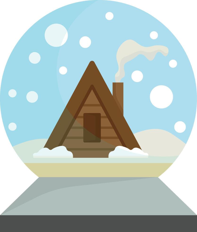 Snow Globe with Wooden Cabin vector