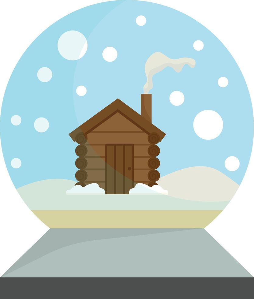 Snow Globe with Winter Cabin vector