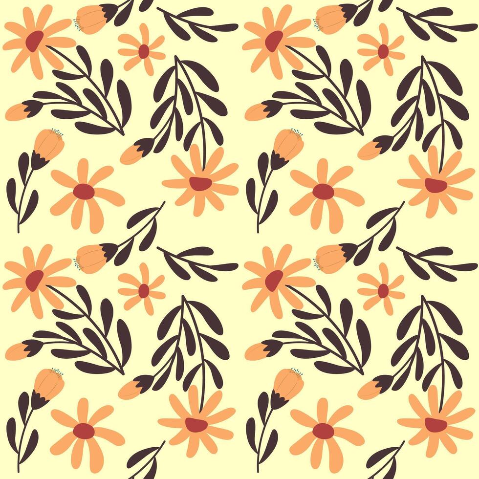 doddle pattern with floral ornate vector