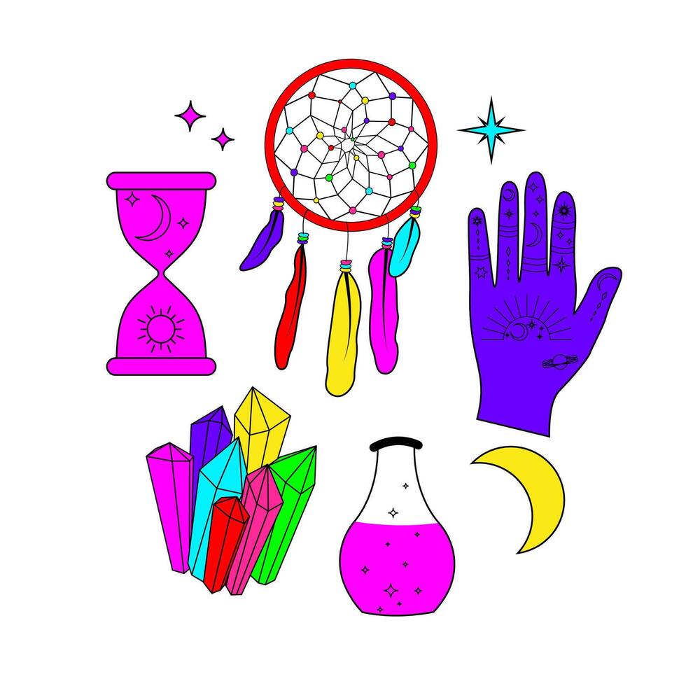 mystery clip art set vibrant colors vector