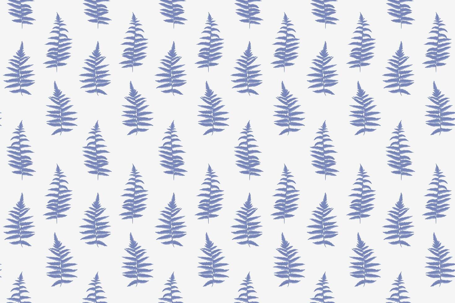 Elegant seamless pattern of blue minimalistic fern leaves in on a white background. Ideal for natural ornament designs, fabric prints, wallpapers, and stationery. vector