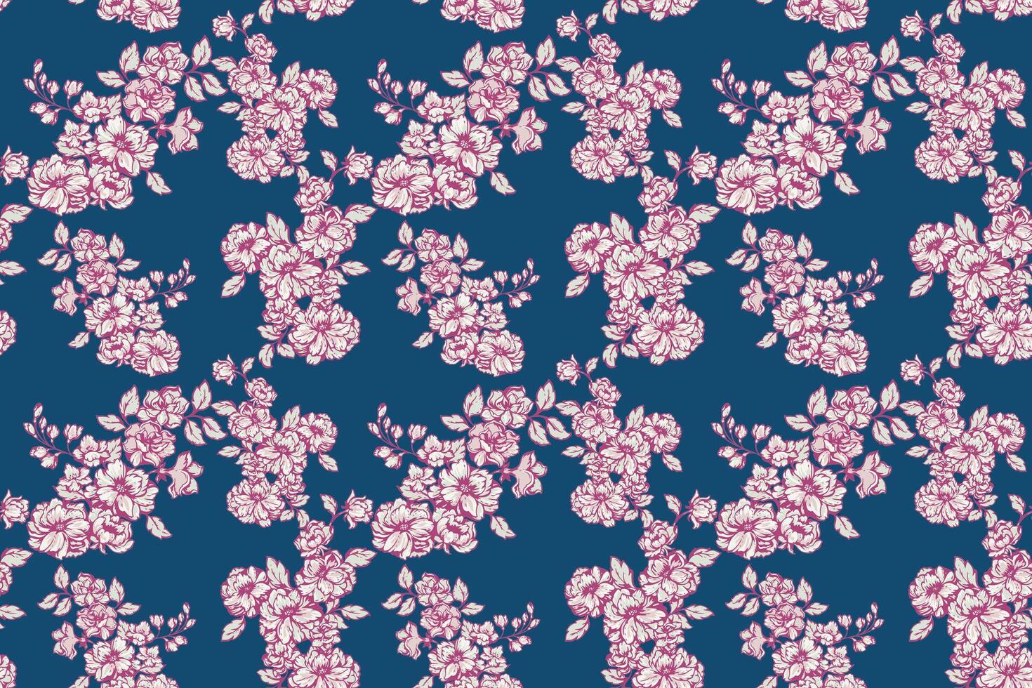 Seamless floral pattern with burgundy detailed flower clusters on a dark background. Elegant and sophisticated design ideal for fabric, stationery, wallpapers, and fashion projects. vector