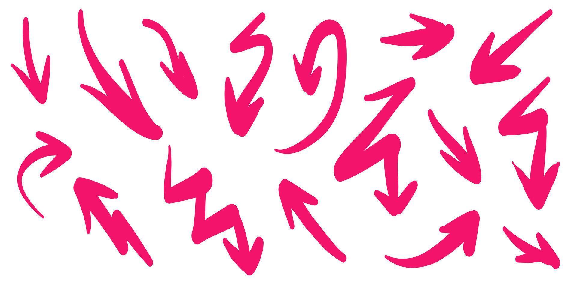 hand drawn Arrows icons Set. arrow icon with various directions. Doodle illustration isolated on a white background vector
