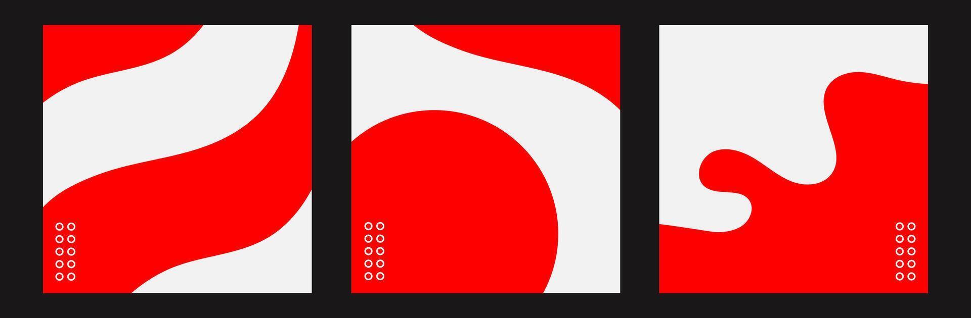 Set of abstract red square background for social media design vector