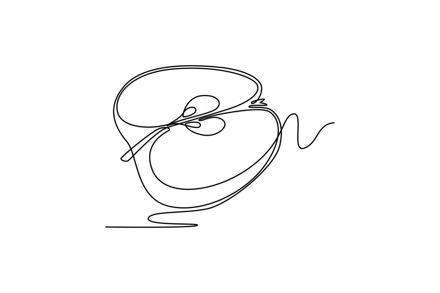 Sliced Apple. Fruits concept. Single line draw design. graphic illustration vector