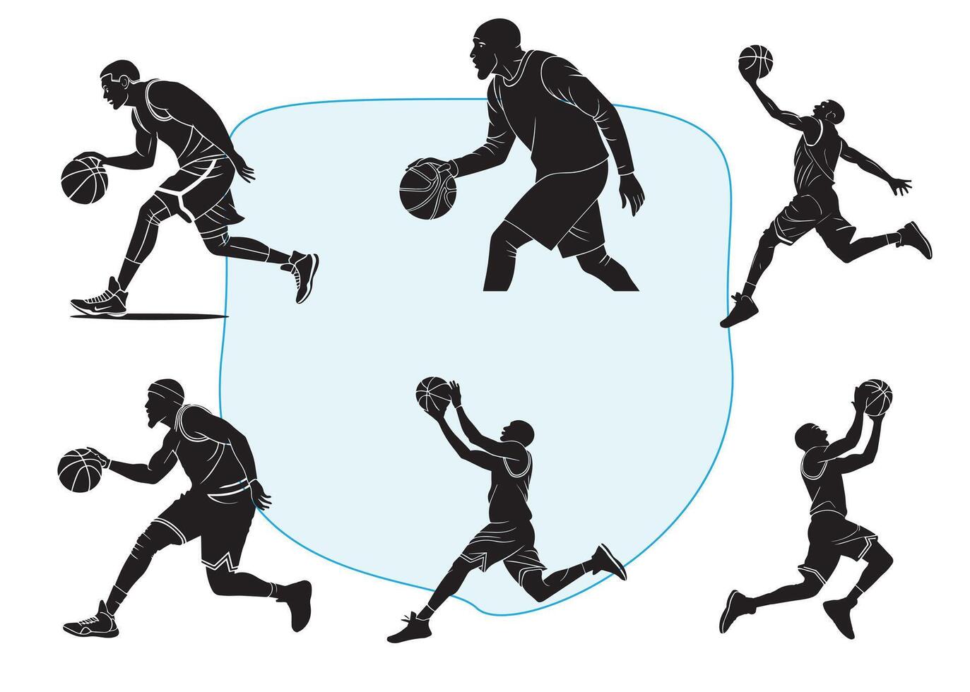 A basketball player silhouette Set vector