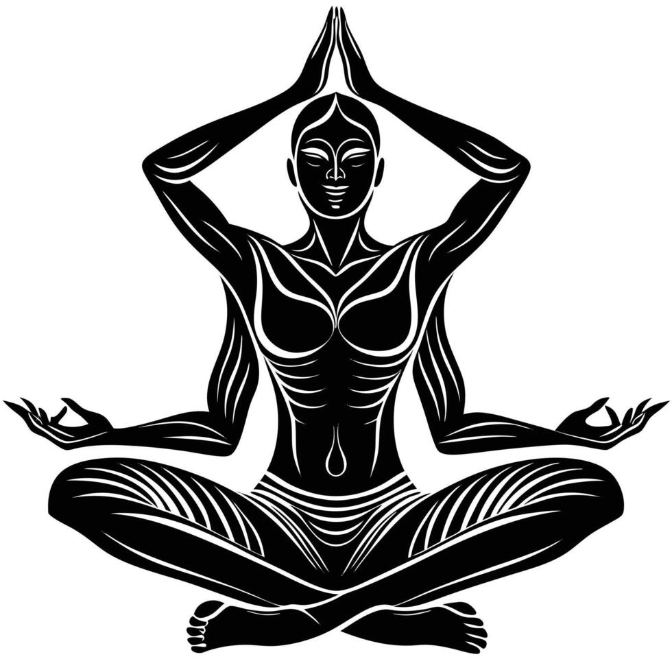 Yoga woman in lotus pose vector