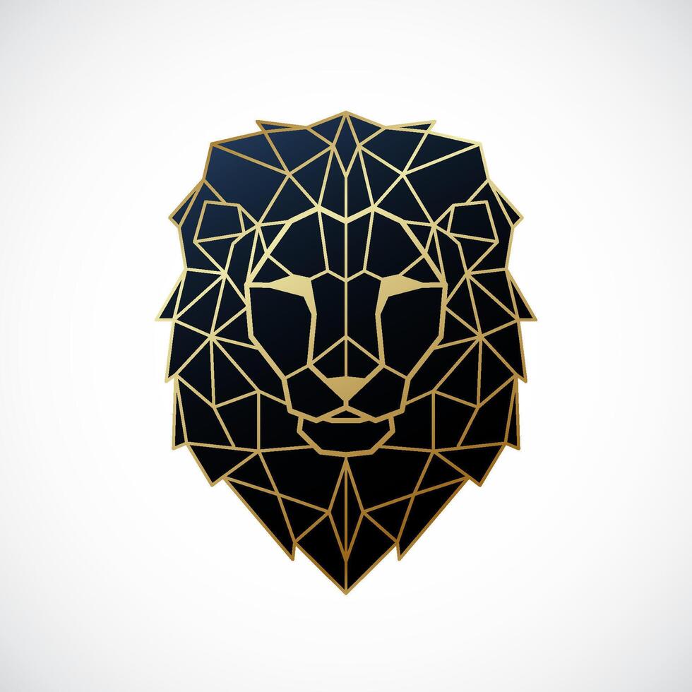 Geometric Golden Lion Head vector