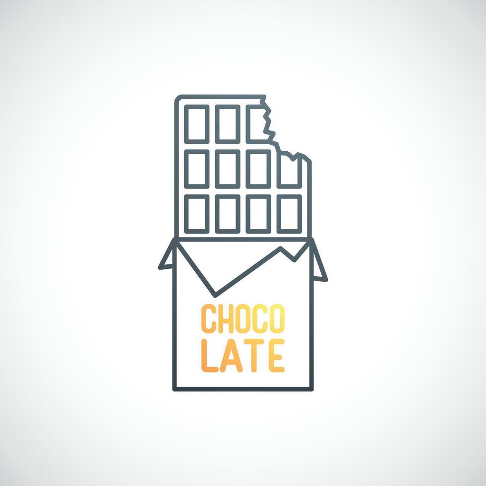Bitten chocolate bar icon on white background. vector