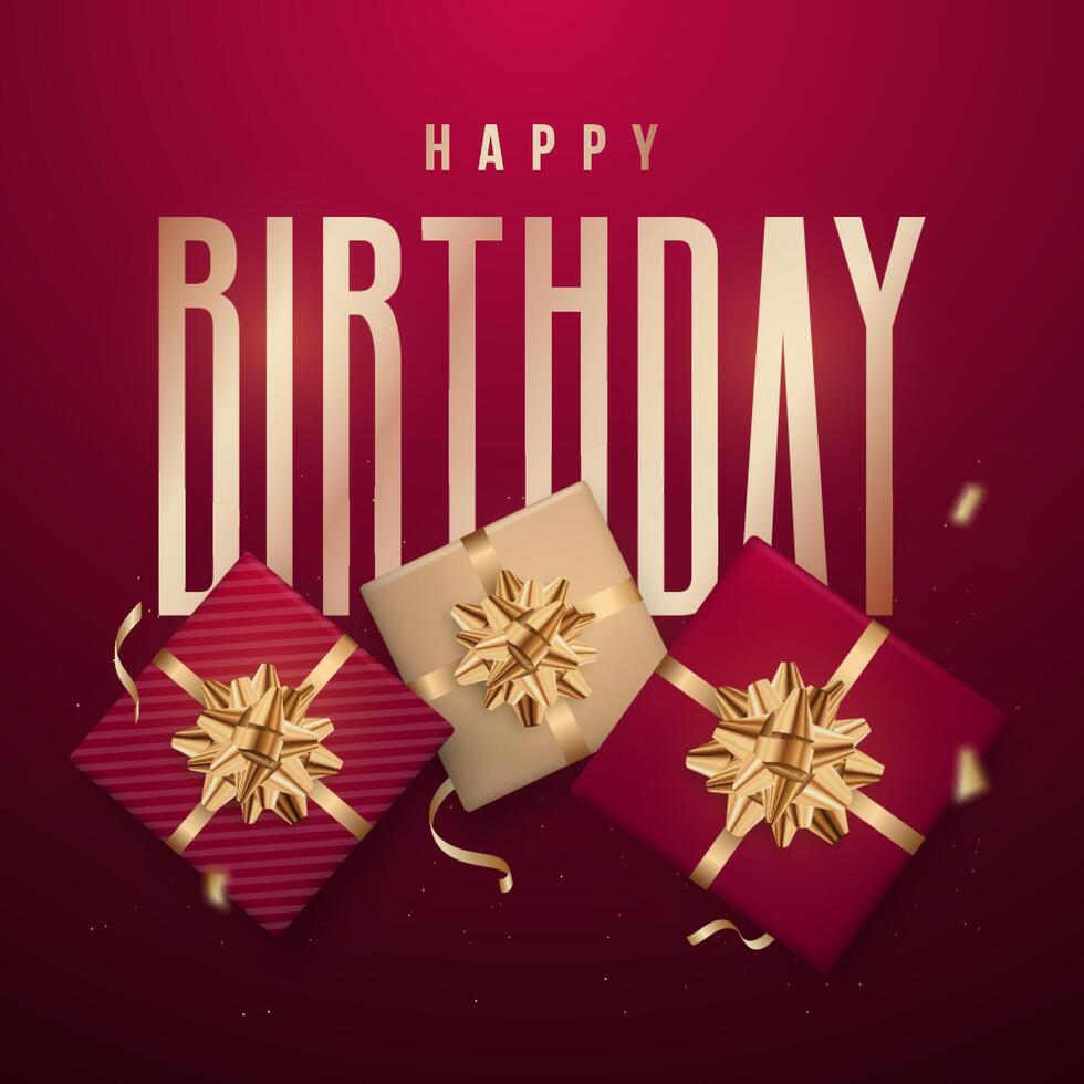 Greeting card with decorative gift boxes and inscription vector