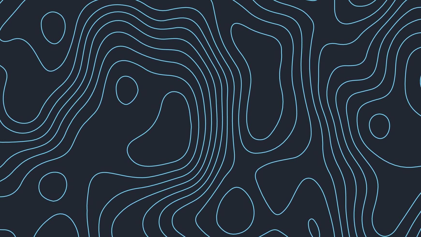 Abstract Topographic Map with Blue Contour Lines on Dark Background vector