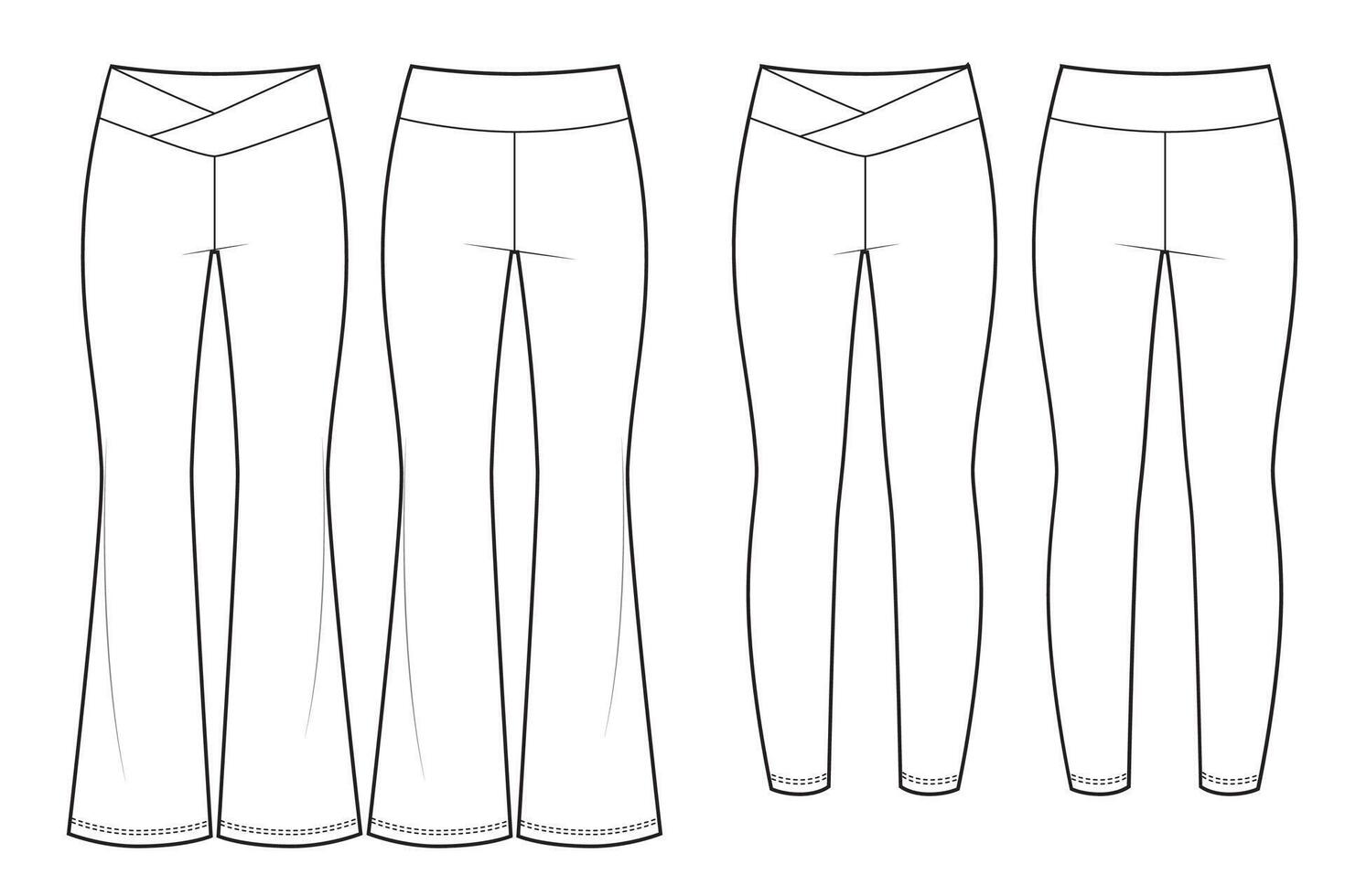 Set of sport pants flat sketch vector