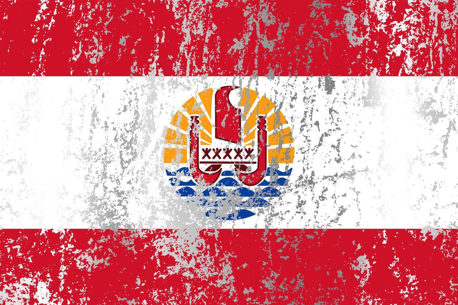 French Polynesia flag with grunge effect. vector