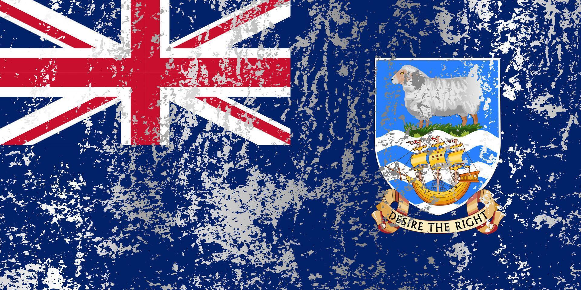 Falkland Islands flag with grunge effect. vector