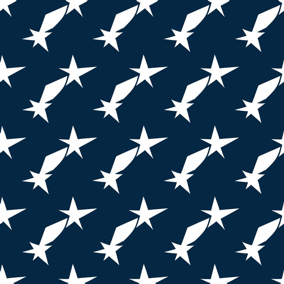 Seamless Shooting Star Pattern in Navy Blue and White for Textiles and Digital Design vector