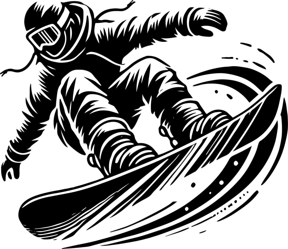 A Snowboarder, Black And White Snowboard Silhouette vector