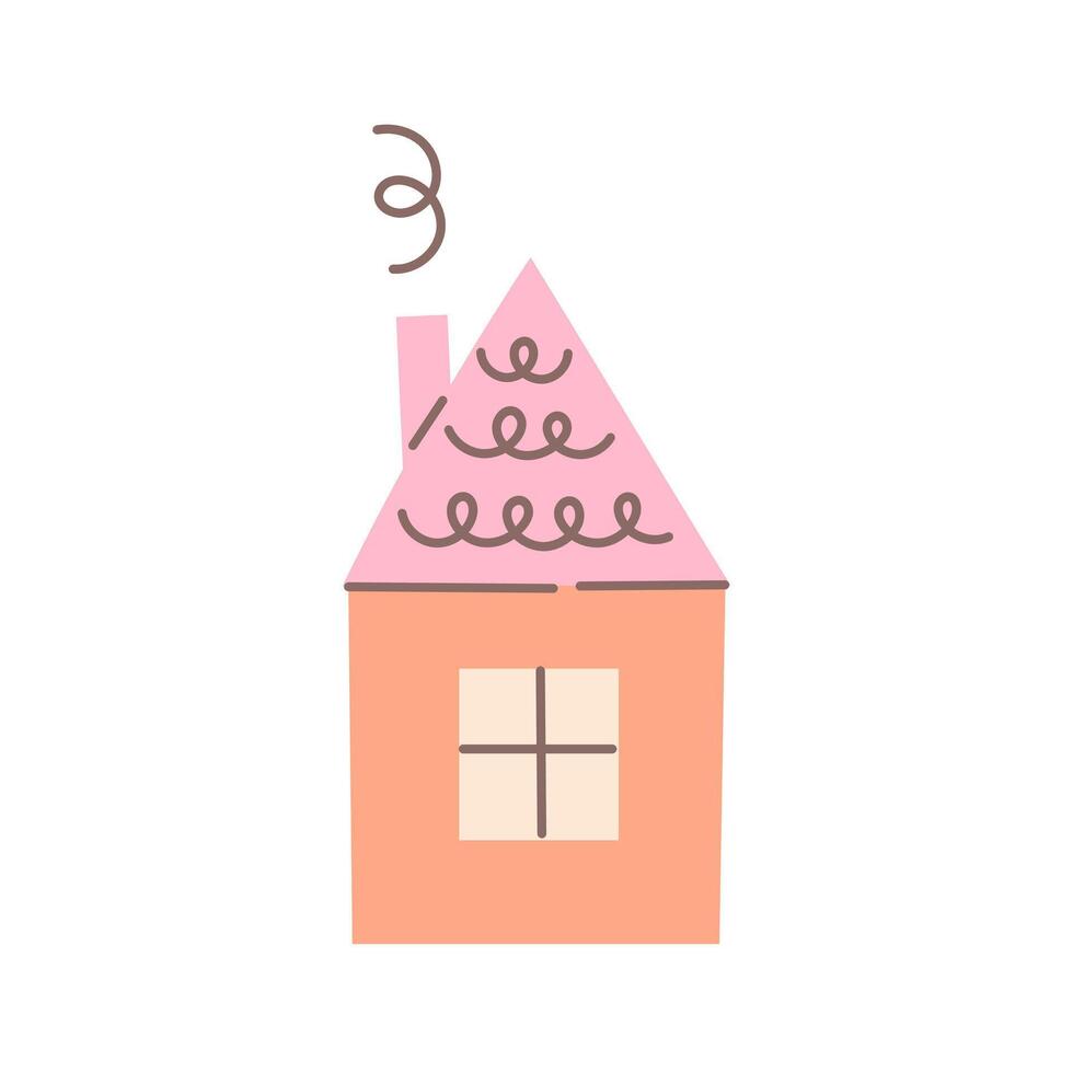 Hand drawn Colorful House with Chimney and Smoke vector