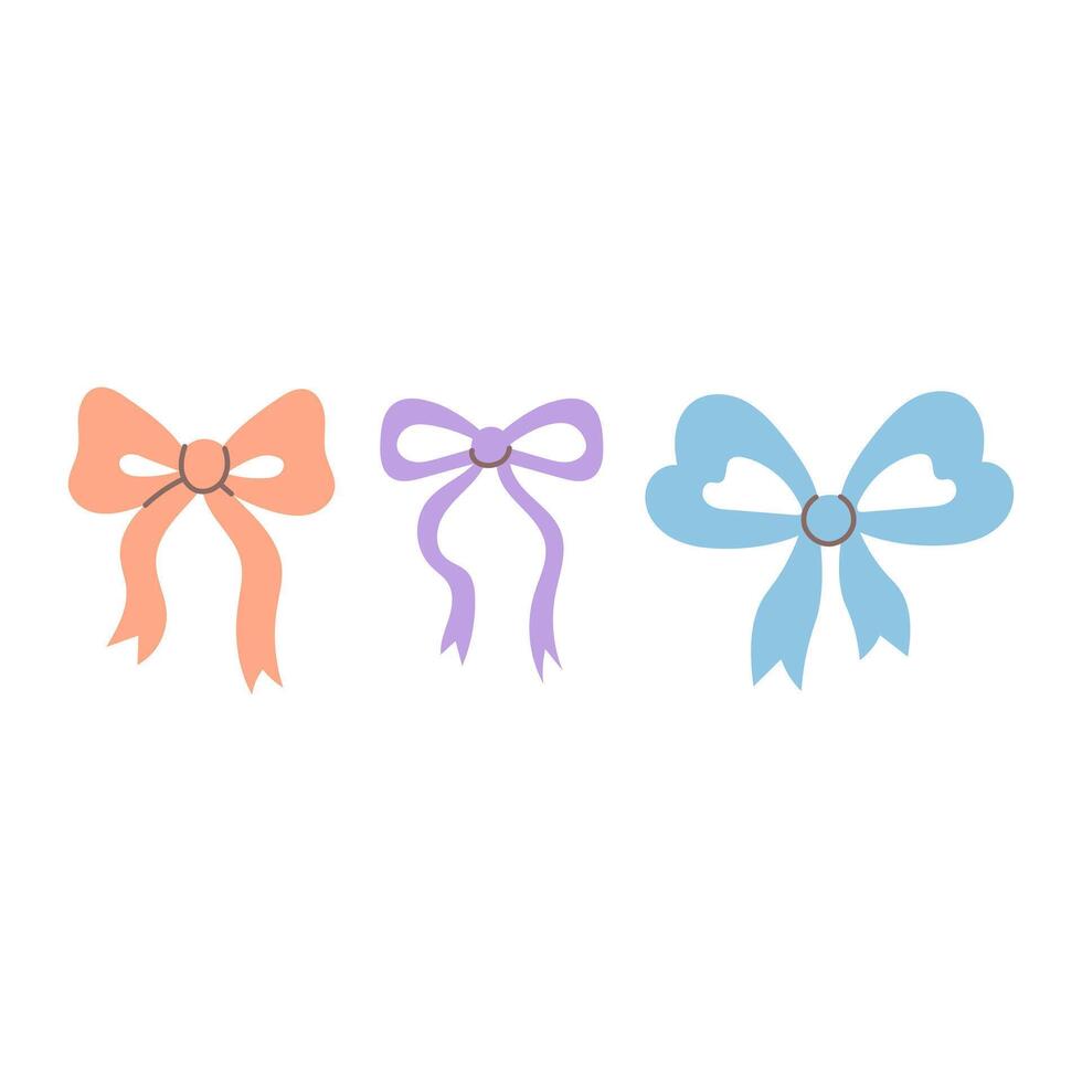 Tied Bow Set Pastel Color vector