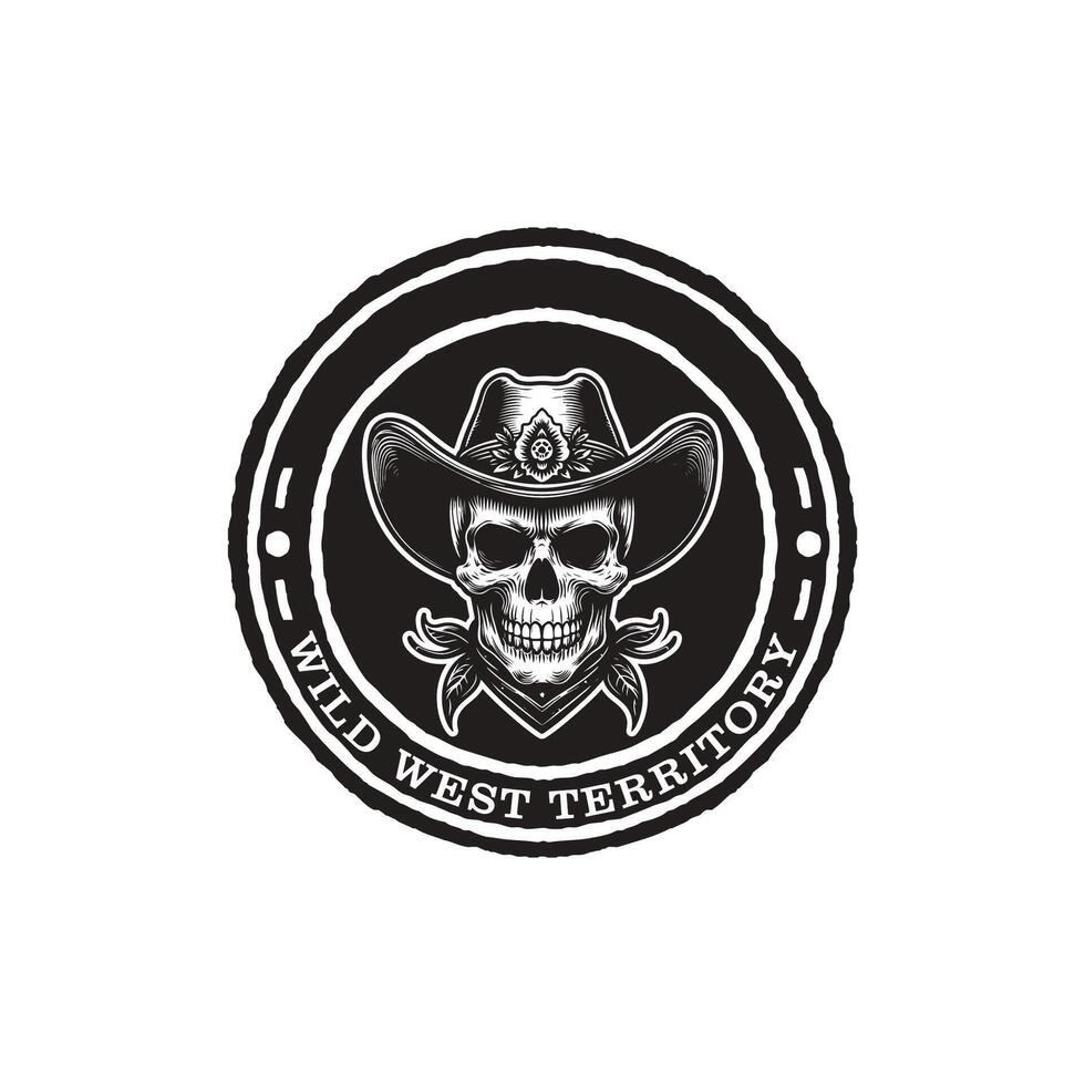 Western cowboy skull vector
