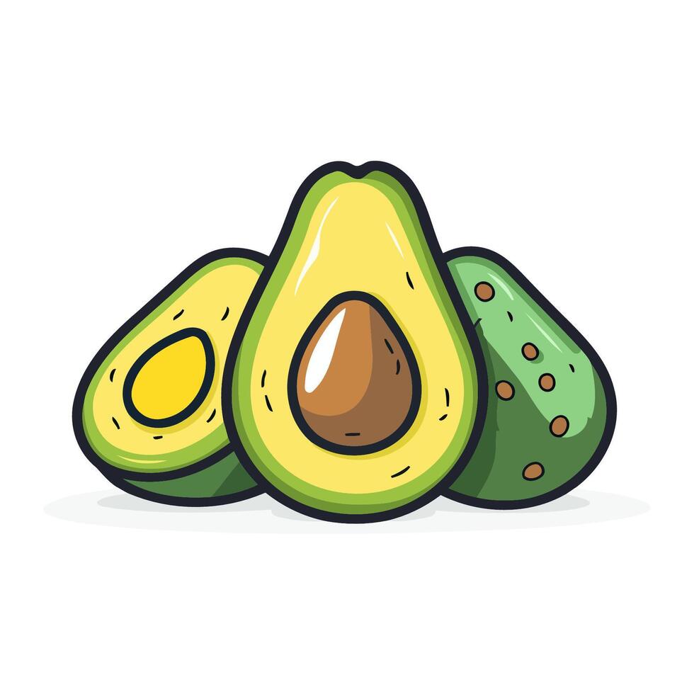 Sliced Avocado With Green Skin vector