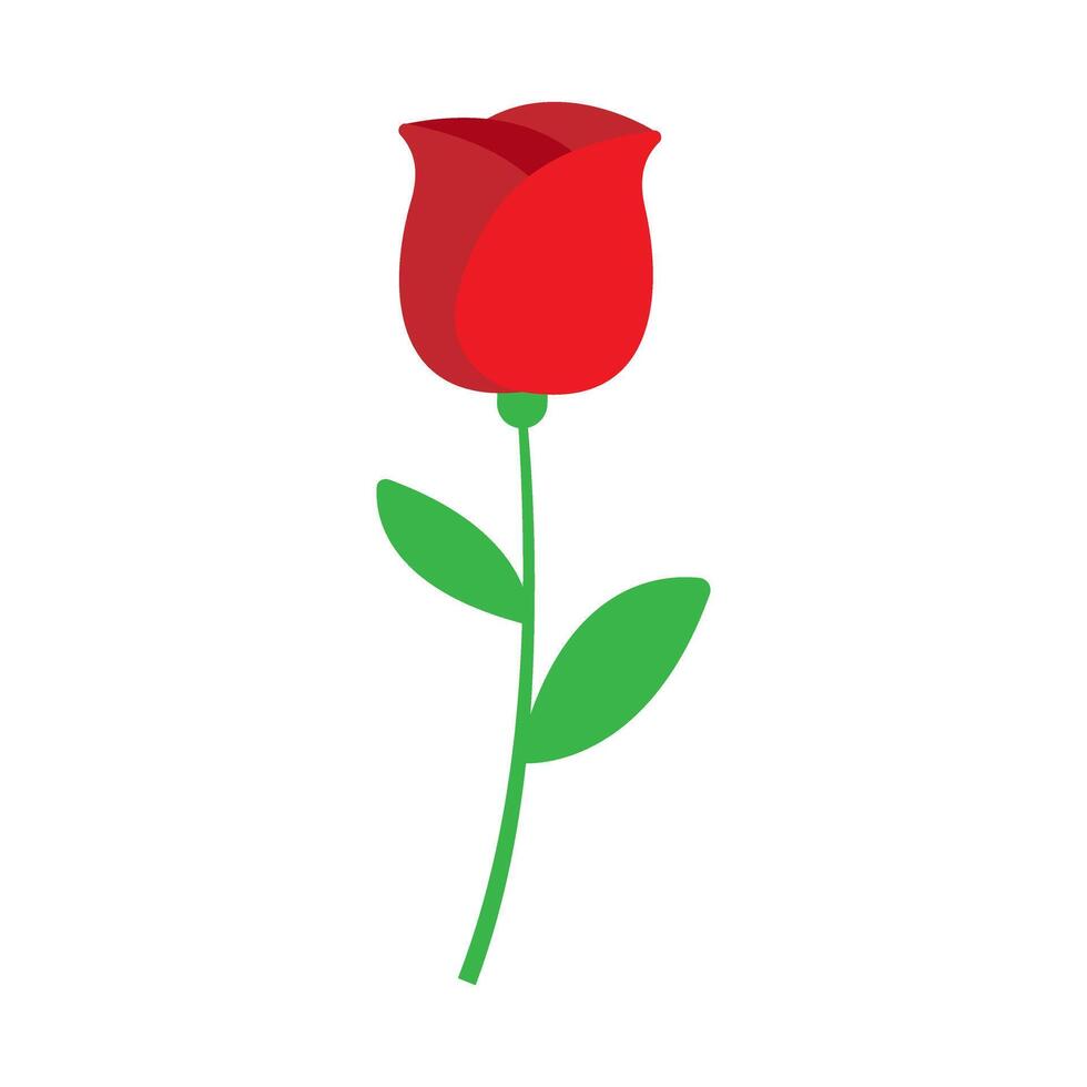 Red rose flat icon on a white background for web and mobile design vector