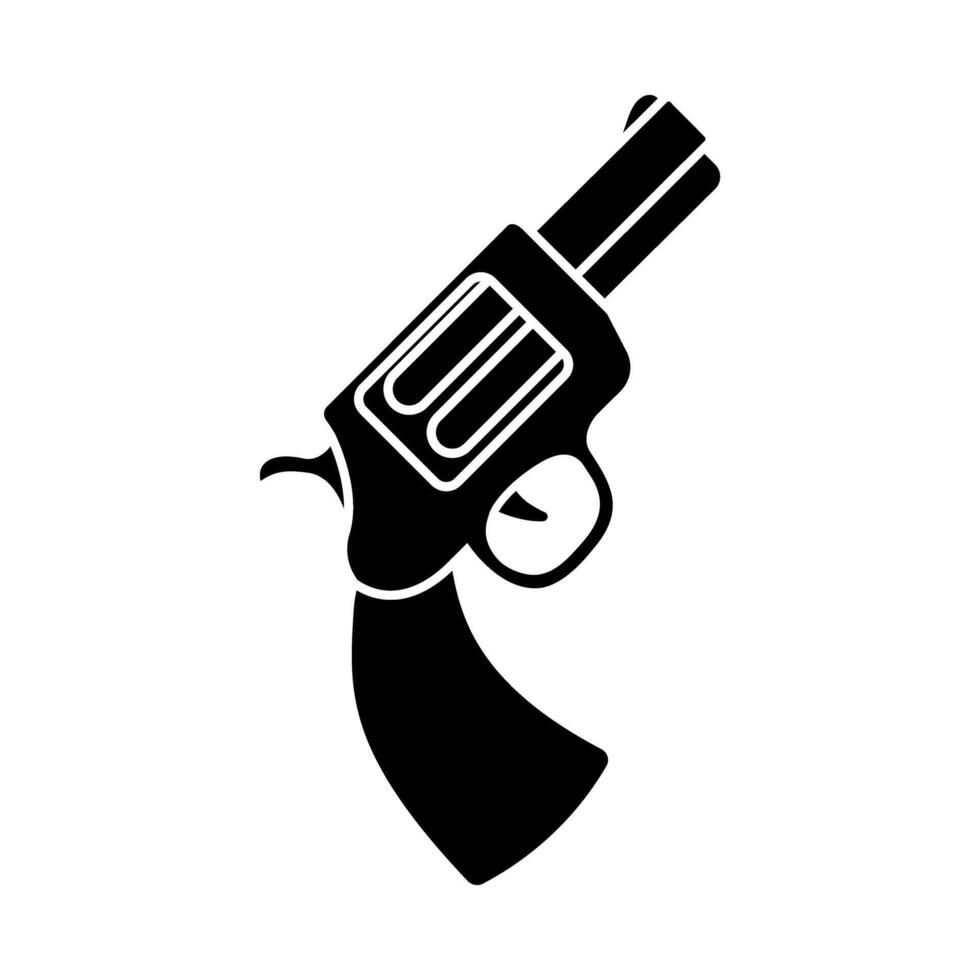 pistol icon over white background, silhouette style, illustration vector