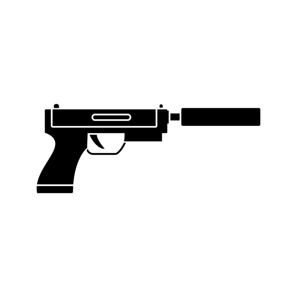 gun weapon silhouette style icon design of Security system warning protection danger web alert and safe theme illustration vector
