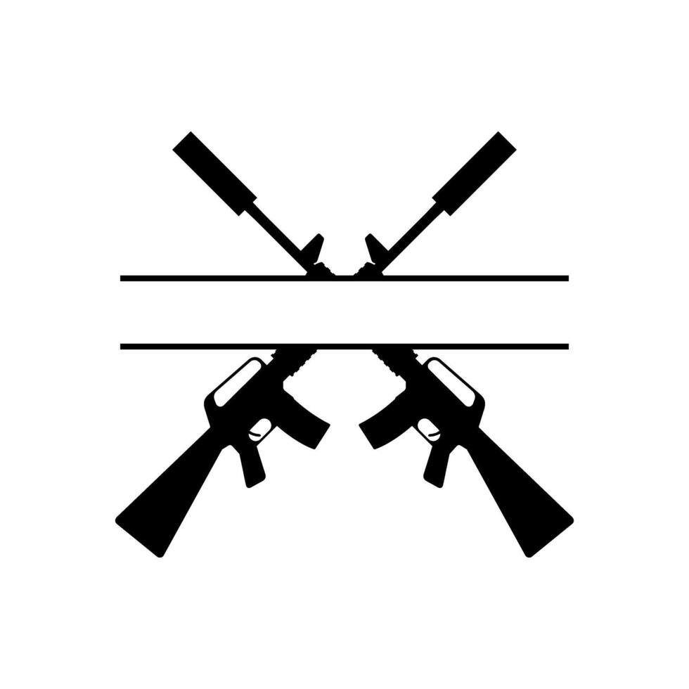 Rifle icon illustration template design in black and white colors. vector