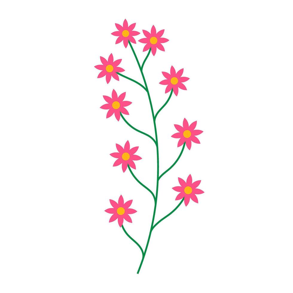 cute flower branch with leafs illustration designicon illustration design vector