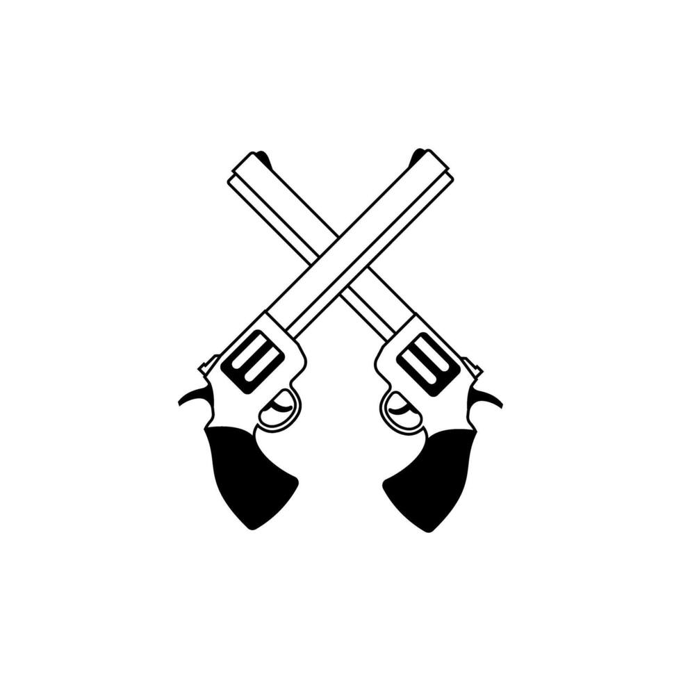 crossed revolvers icon. Flat illustration of crossed revolvers icon for web design vector